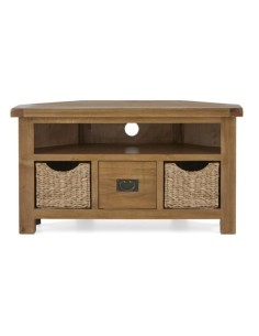 Astoria Corner TV Unit With Baskets - Warm Wax
