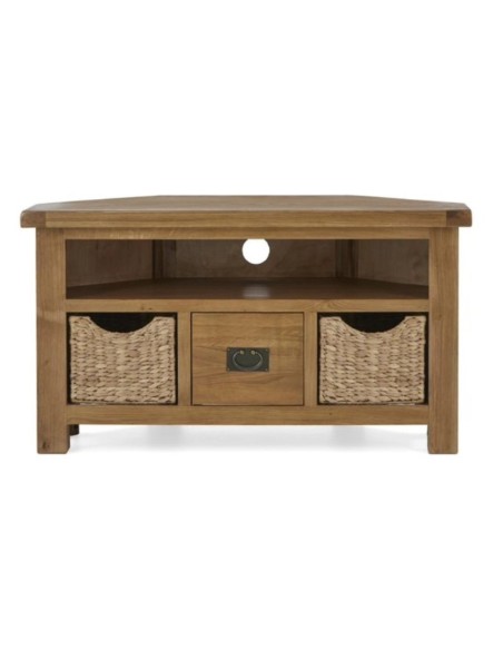 Astoria Corner TV Unit With Baskets - Warm Wax