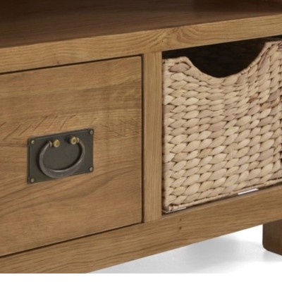 Astoria Corner TV Unit With Baskets - Warm Wax