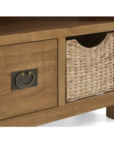 Astoria Corner TV Unit With Baskets - Warm Wax