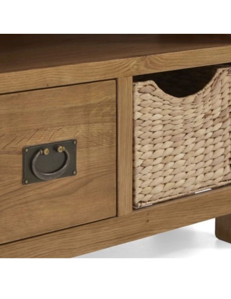 Astoria Corner TV Unit With Baskets - Warm Wax