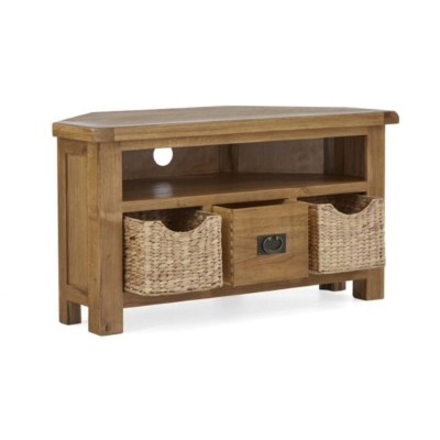 Astoria Corner TV Unit With Baskets - Warm Wax