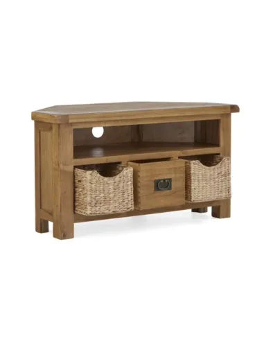 Astoria Corner TV Unit With Baskets - Warm Wax
