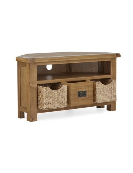 Astoria Corner TV Unit With Baskets - Warm Wax