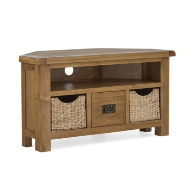 Astoria Corner TV Unit With Baskets - Warm Wax