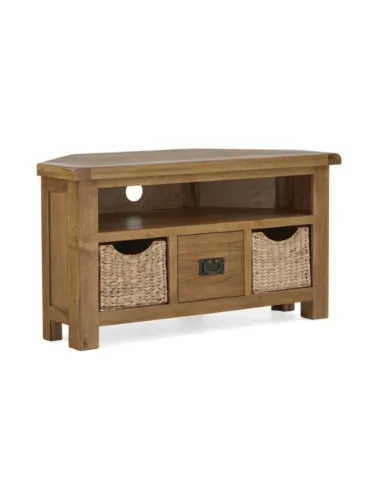 Astoria Corner TV Unit With Baskets - Warm Wax