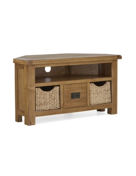 Astoria Corner TV Unit With Baskets - Warm Wax