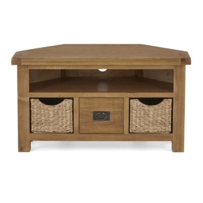 Astoria Corner TV Unit With Baskets - Warm Wax