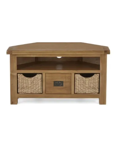 Astoria Corner TV Unit With Baskets - Warm Wax