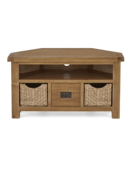 Astoria Corner TV Unit With Baskets - Warm Wax
