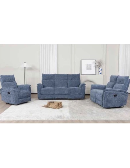 Alessia Manual Recliner Sofa Combination - Blue