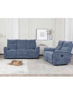 Alessia Manual Recliner Sofa Combination - Blue 2