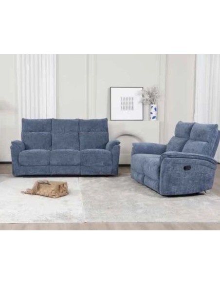 Alessia Manual Recliner Sofa Combination - Blue