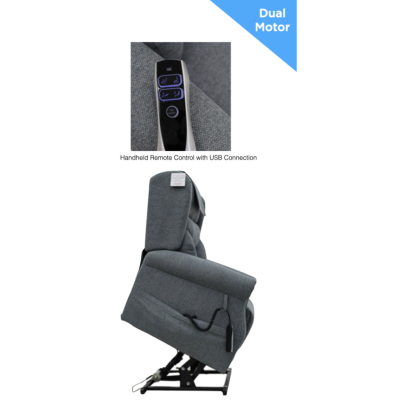 Berkshire Dual Motor Lift & Tilt Armchair - Steel Grey