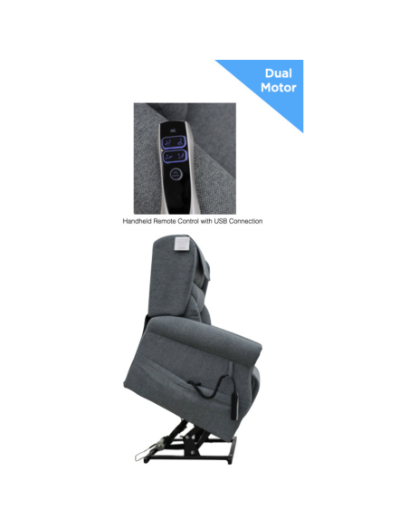 Berkshire Dual Motor Lift & Tilt Armchair - Steel Grey