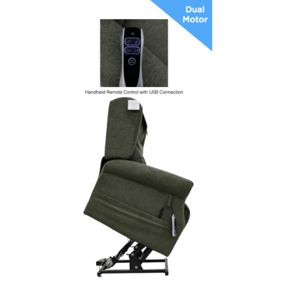 Berkshire Dual Motor Lift & Tilt Armchair - Olive