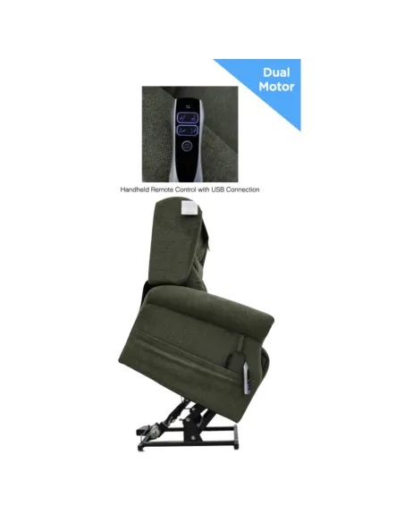 Berkshire Dual Motor Lift & Tilt Armchair - Olive