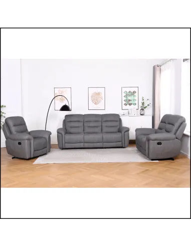 Lucas 3 Seater Manual Recliner - Grey