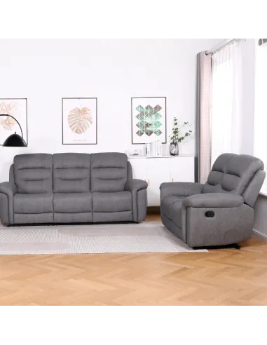 Lucas 2 Seater Manual Recliner - Grey