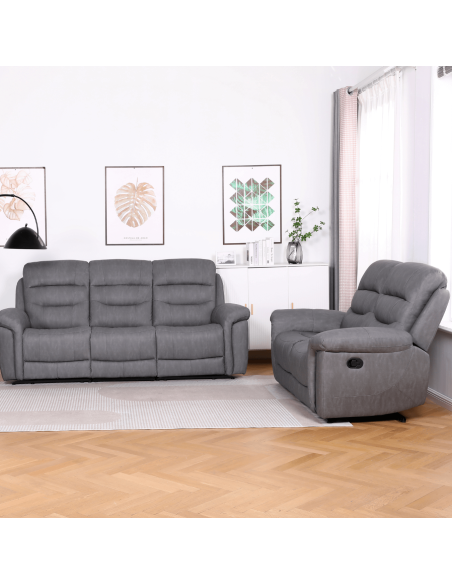 Lucas 2 Seater Manual Recliner - Grey