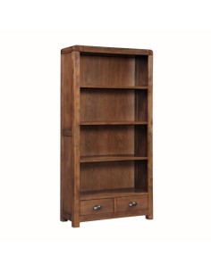 Oakridge High Bookcase With 2 Drawers - Dark Oak