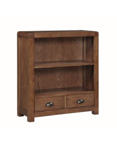 Oakridge Low Bookcase With 2 Drawers - Dark Oak