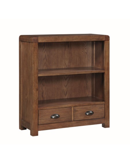 Oakridge Low Bookcase With 2 Drawers - Dark Oak