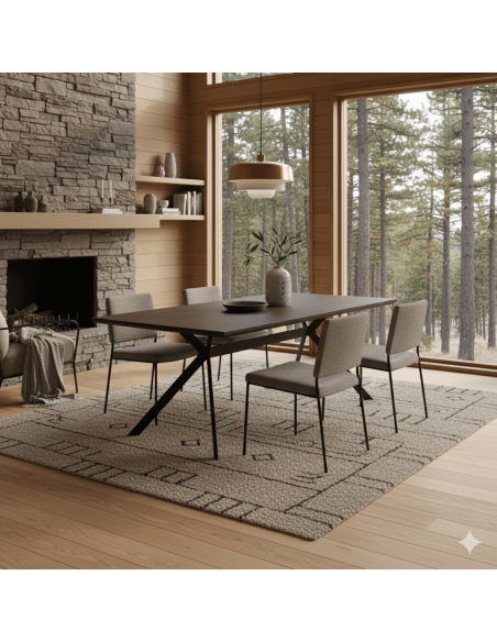 Rochelle 2m Fixed Dining Table - Black