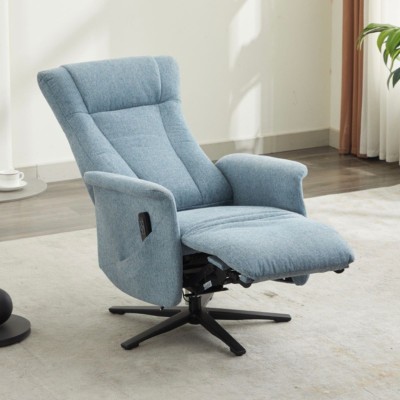 Apero Swivel Dual Motor Electric Recliner Armchair - Ice Blue