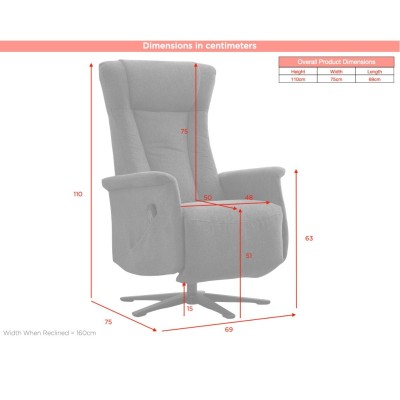Apero Swivel Dual Motor Electric Recliner Armchair - Ice Blue