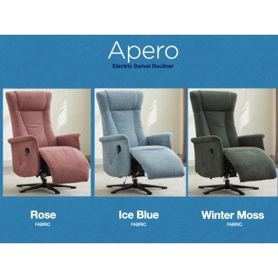 Apero Swivel Dual Motor Electric Recliner Armchair - Ice Blue