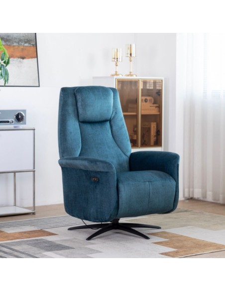Caesar Electric Swivel Armchair - Ocean Blue