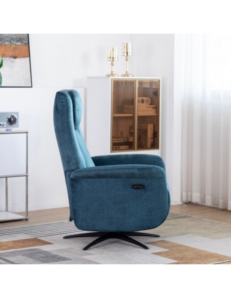 Caesar Electric Swivel Armchair - Ocean Blue