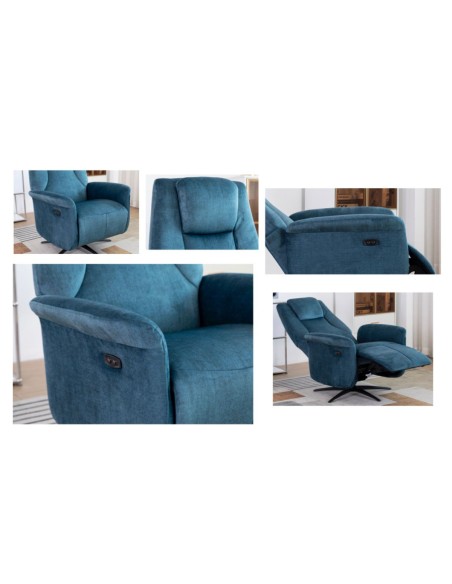 Caesar Electric Swivel Armchair - Ocean Blue