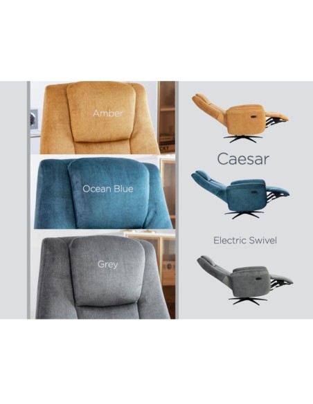 Caesar Electric Swivel Armchair - Grey