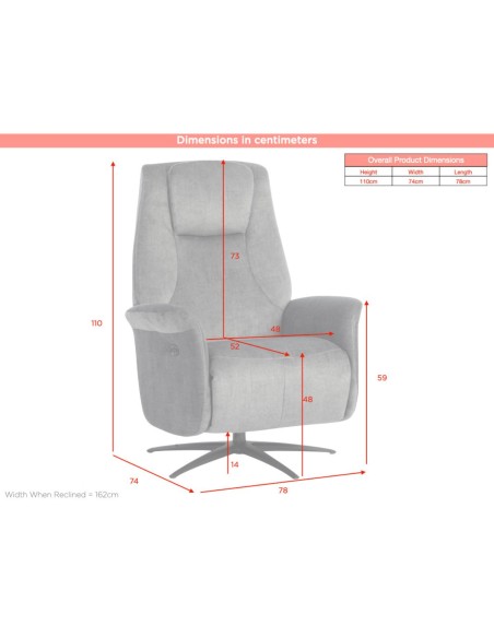 Caesar Electric Swivel Armchair - Grey