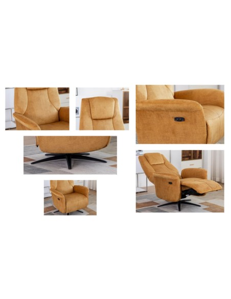 Caesar Electric Swivel Armchair - Amber