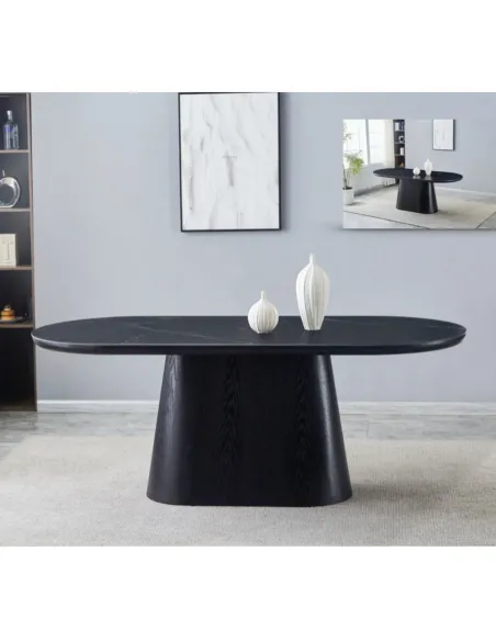 Calgary 2m Dining Table - Black Top