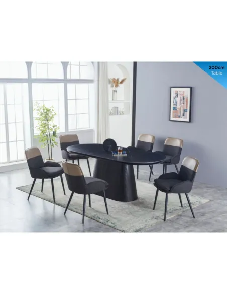 Calgary 2m Dining Table - Black Top
