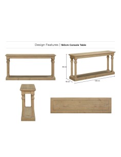 Chateau 160cm Console Table - Rustic 2
