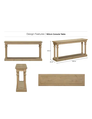 Chateau 160cm Console Table - Rustic