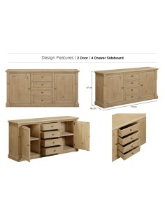 Chateau 2 Door 4 Drawer Sideboard - Rustic 2