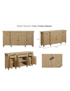 Chateau 4 Door 3 Drawer Sideboard - Rustic 2
