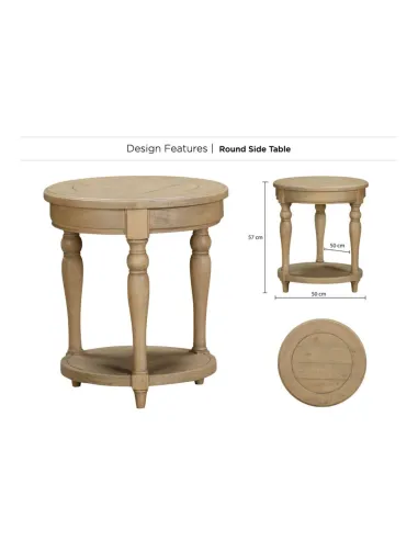 Chateau Round Side Table - Rustic