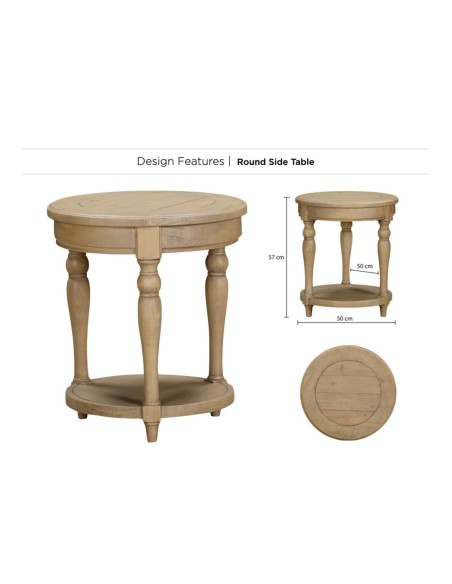 Chateau Round Side Table - Rustic