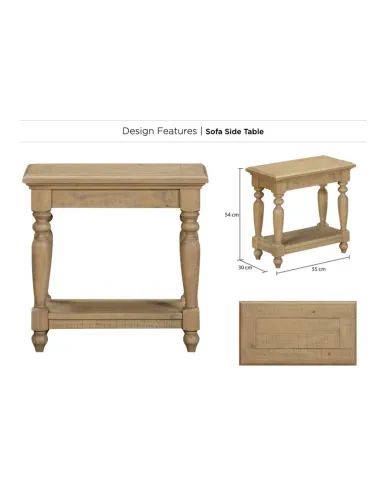 Chateau Sofa SideTable - Rustic