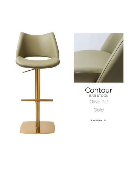 Contour Barstool - Gold/Olive PU