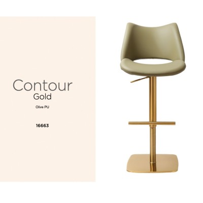 Contour Barstool - Gold/Olive PU
