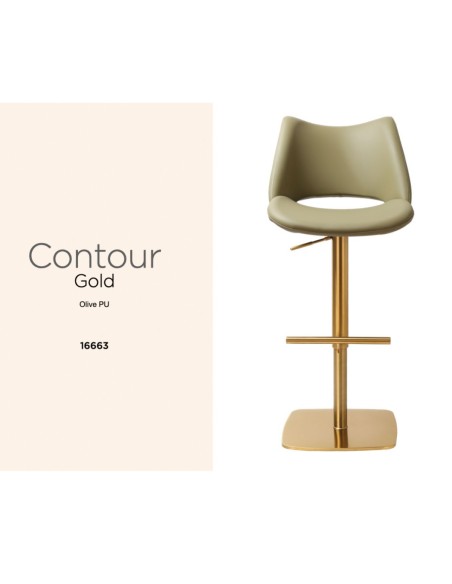 Contour Barstool - Gold/Olive PU