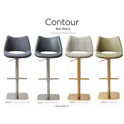Contour Barstool - Gold/Olive PU